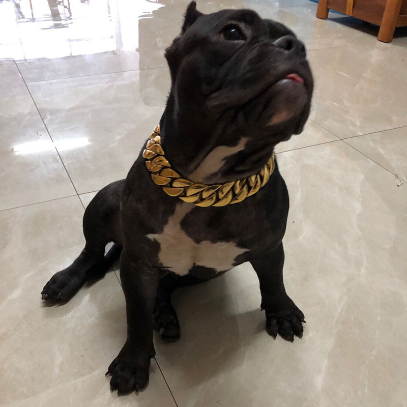 32mm Large Dog Pet P Choke Cuban Chain Solid Stainless Steel Pet Training Collar