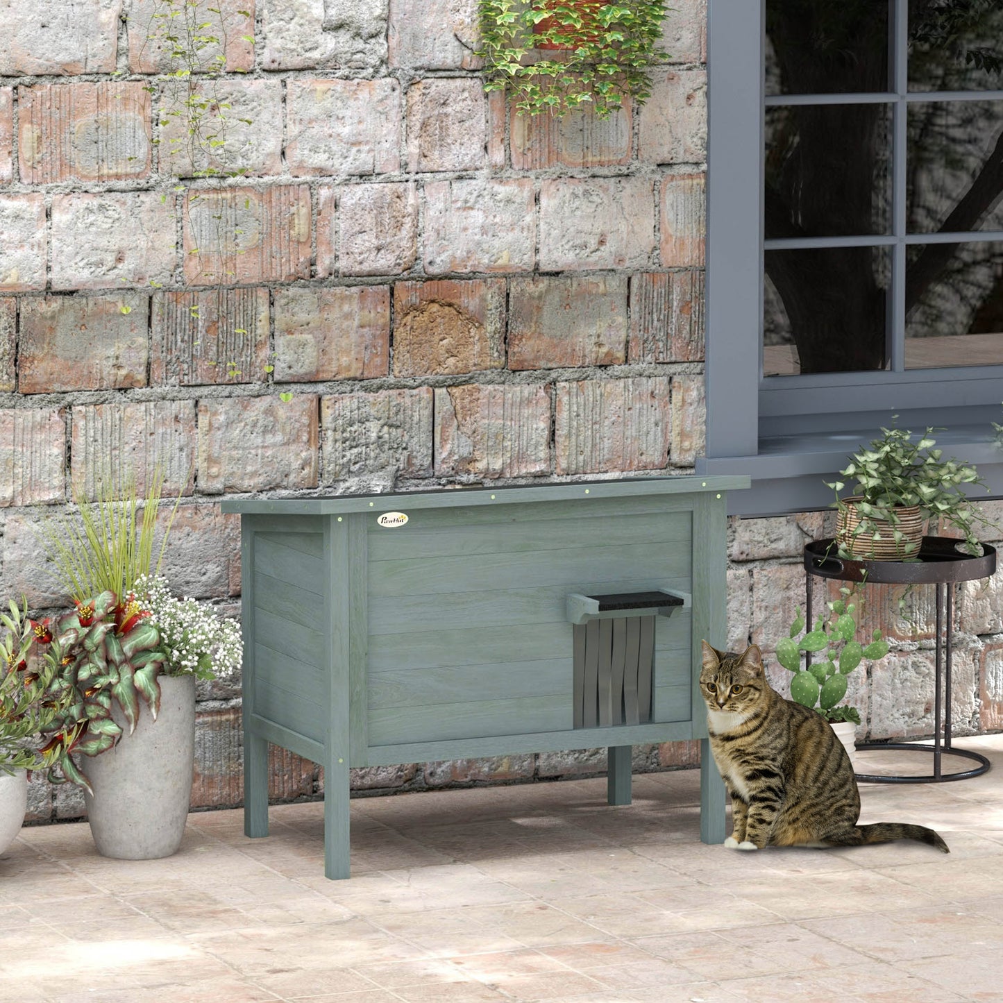 PawHut Outdoor Feral Cat House Insulated w/ Openable Roof