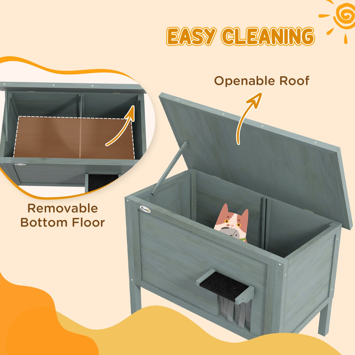 PawHut Outdoor Feral Cat House Insulated w/ Openable Roof