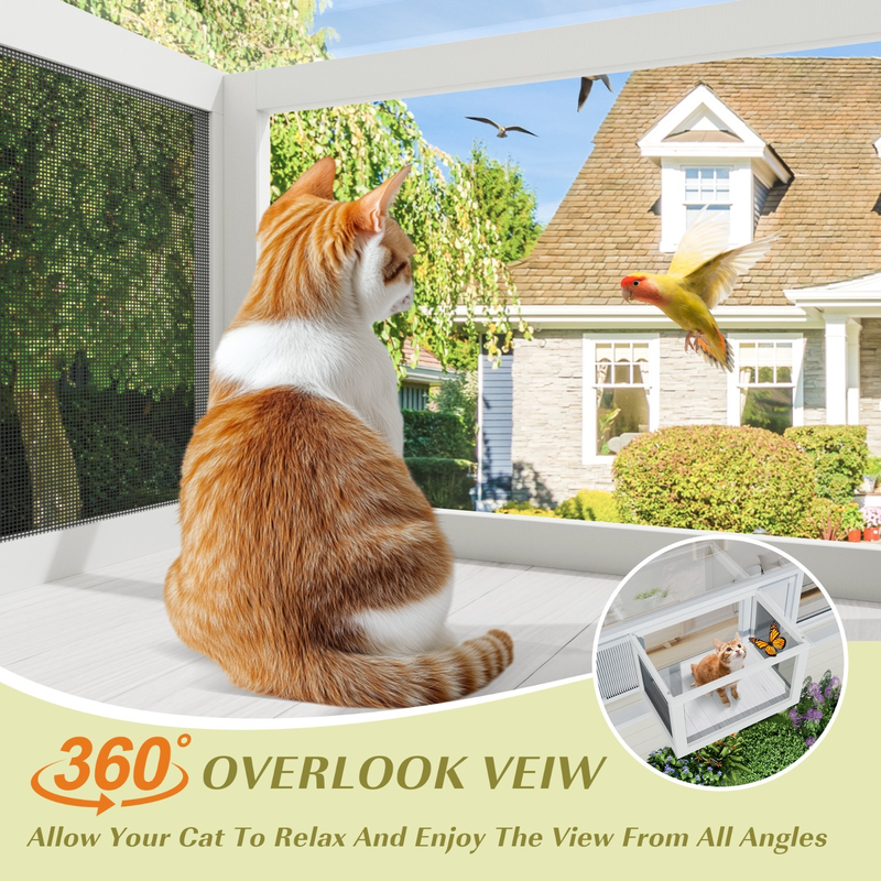 Cat Window Box, Catio Outdoor Cat Enclosure with Bug Proof Wire Mesh