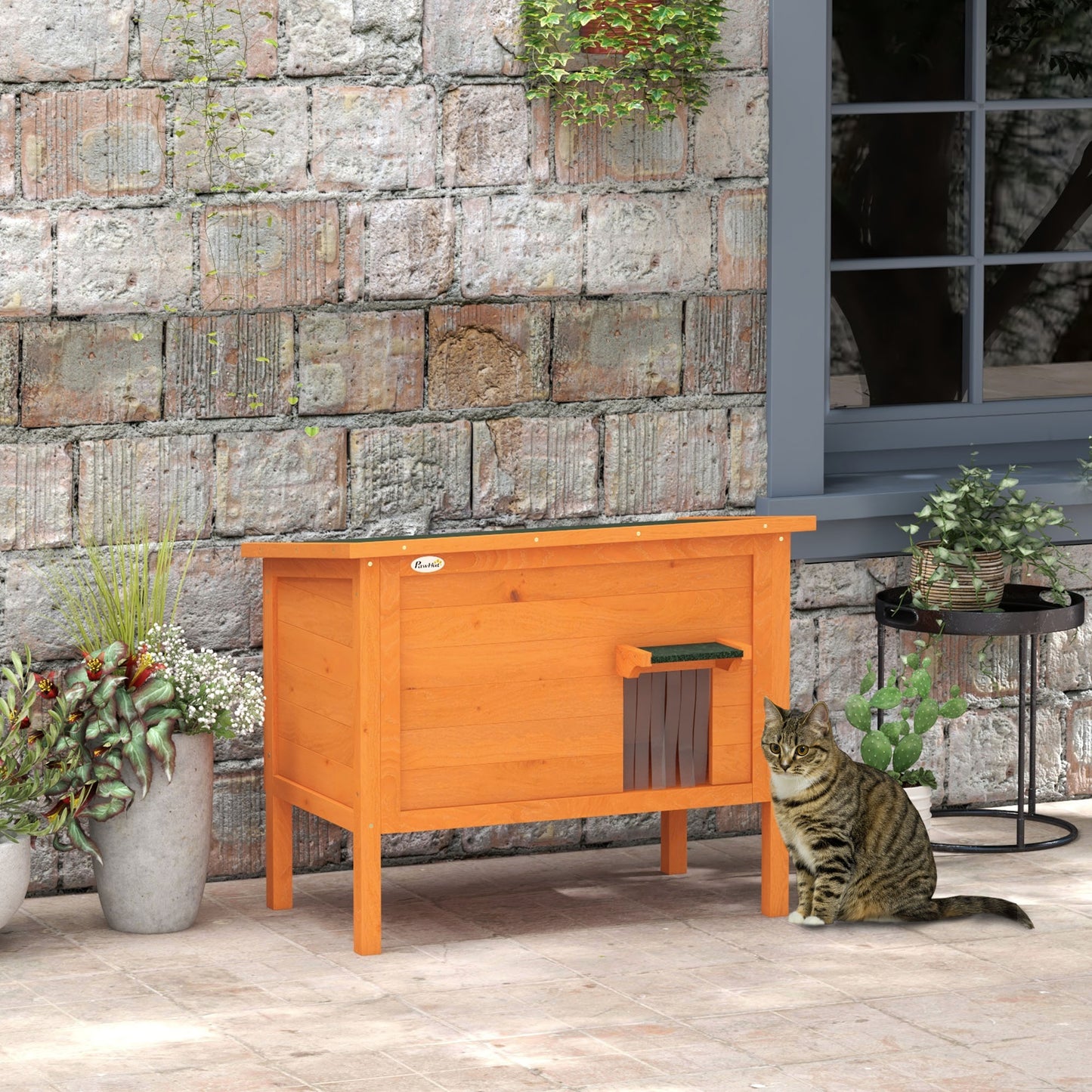 PawHut Outdoor Feral Cat House Insulated w/ Openable Roof