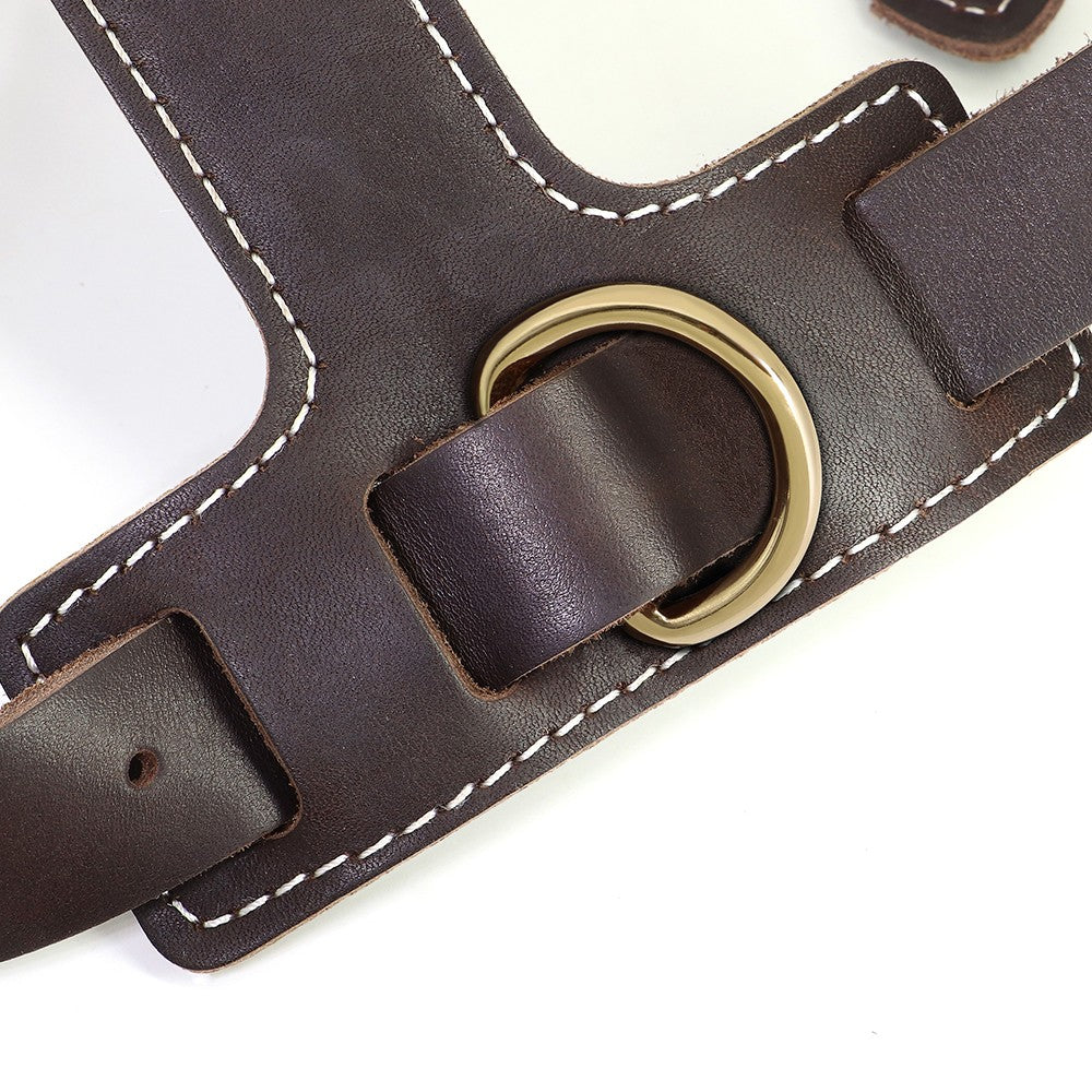Strong Genuine Leather Dog Harness Adjustable for Large Breeds Pitbull Mastiff