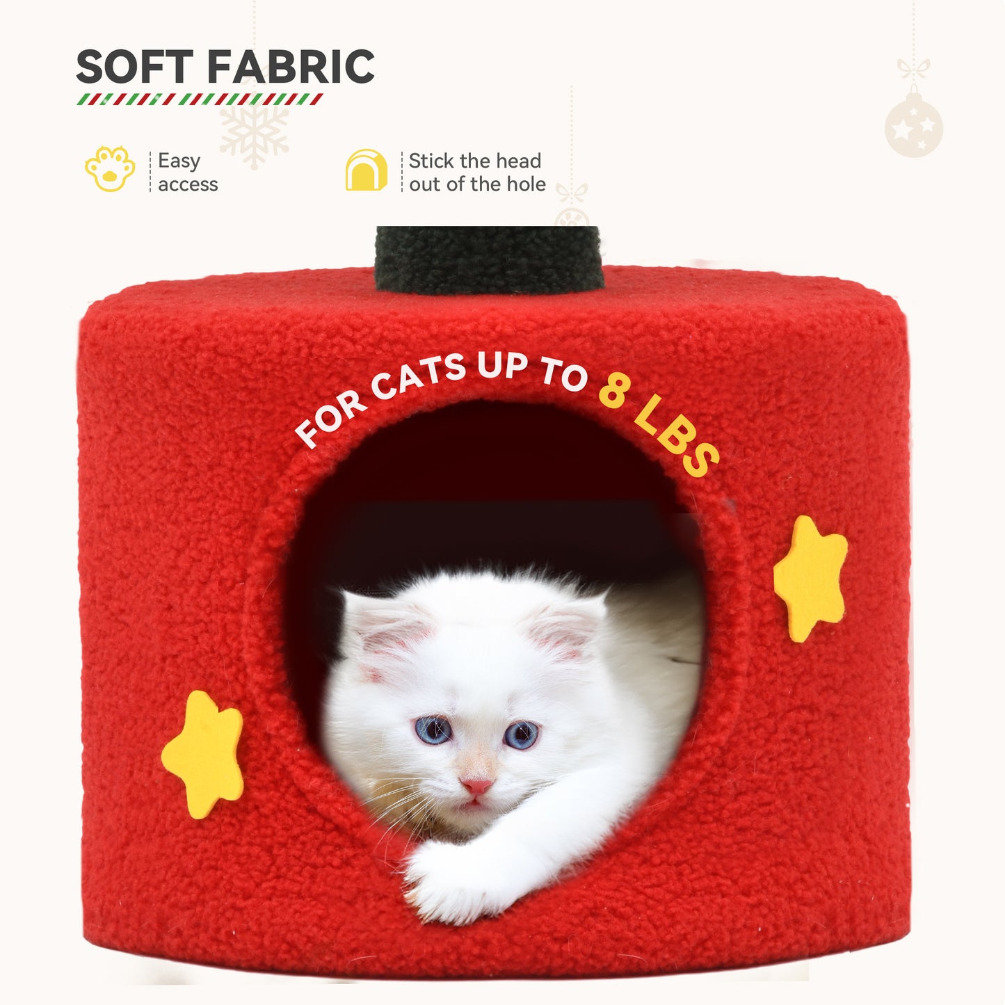 Christmas Cat Tree with Cat House Cat Tower for Indoor Cats with Cat Condos