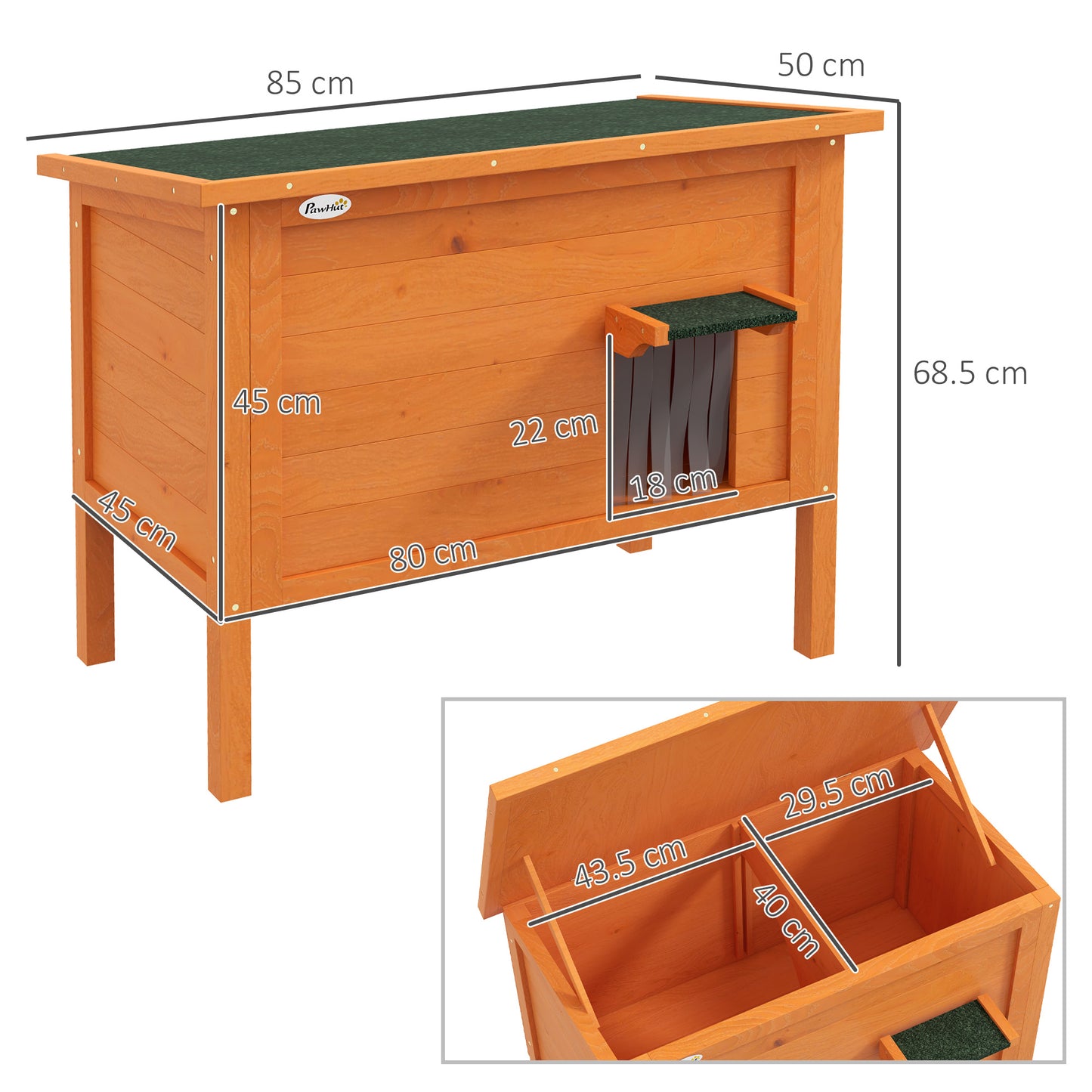 PawHut Outdoor Feral Cat House Insulated w/ Openable Roof