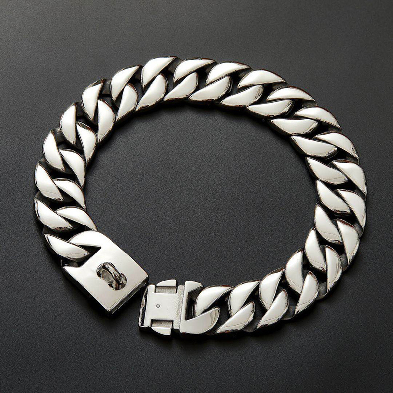32mm Large Dog Pet P Choke Cuban Chain Solid Stainless Steel Pet Training Collar