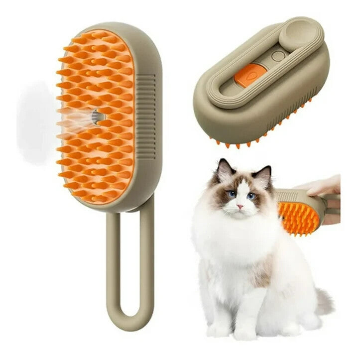 Cat & Dog Steam Brush 3-in-1 | Pet Hair Remover, Cleaner & Massager for All Pets