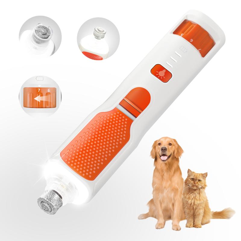 2-in-1 pet nail polisher, dog nail clipper trimmer, ultra quiet electric nail set, rechargeable, suitable for trimming toes and claws of dogs and cats of all sizes