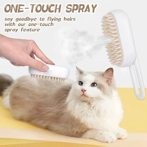 Cat & Dog Steam Brush 3-in-1 | Pet Hair Remover, Cleaner & Massager for All Pets