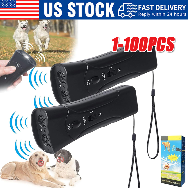 Ultrasonic Anti Dog Barking Device Pet Trainer LED Light Gentle Chaser Style LOT