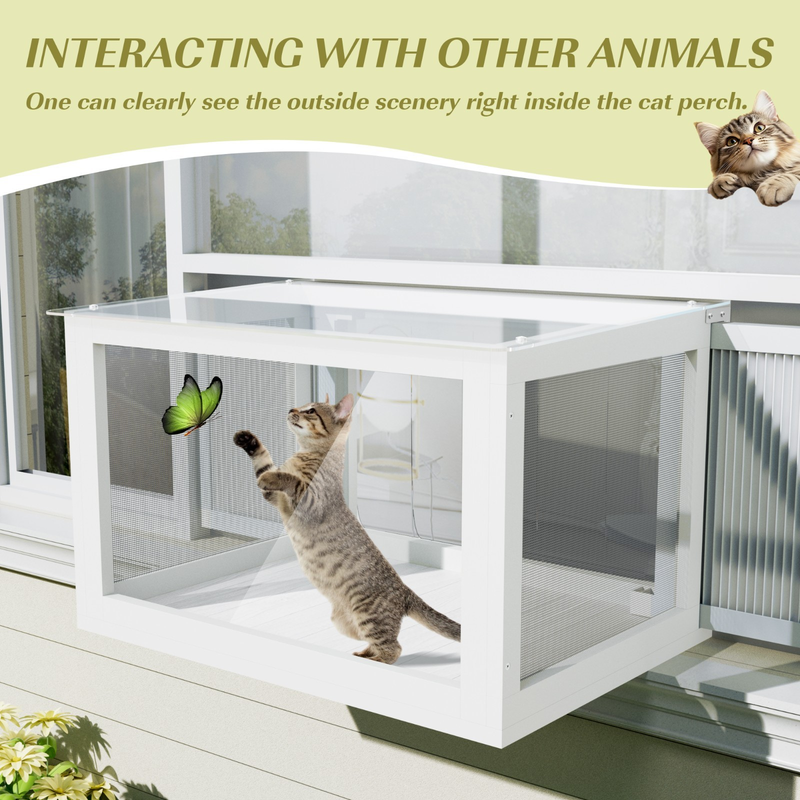 Cat Window Box, Catio Outdoor Cat Enclosure with Bug Proof Wire Mesh