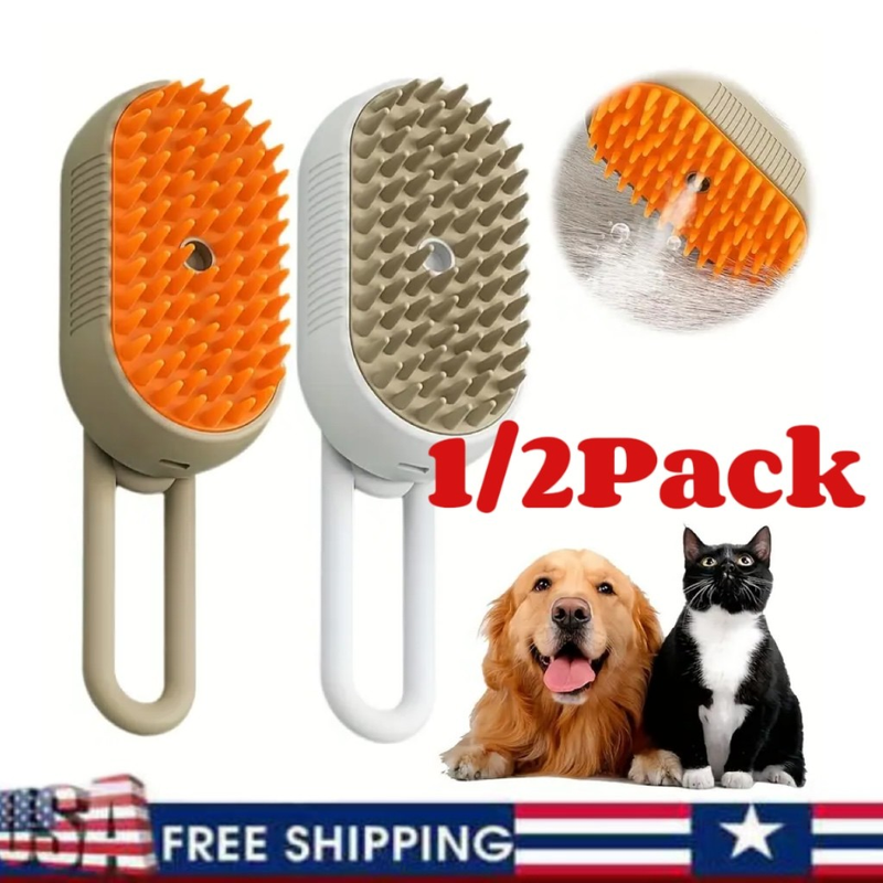 Cat & Dog Steam Brush 3-in-1 | Pet Hair Remover, Cleaner & Massager for All Pets