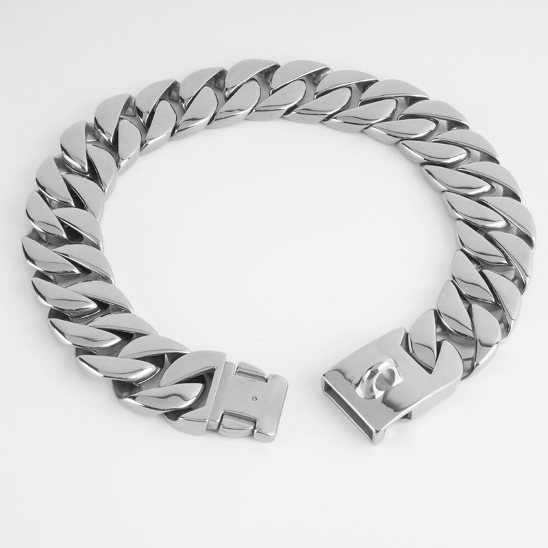 32mm Large Dog Pet P Choke Cuban Chain Solid Stainless Steel Pet Training Collar