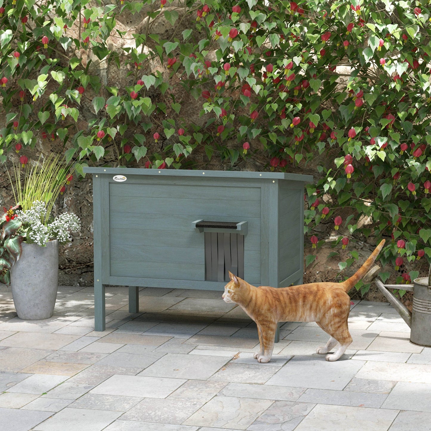 PawHut Outdoor Feral Cat House Insulated w/ Openable Roof