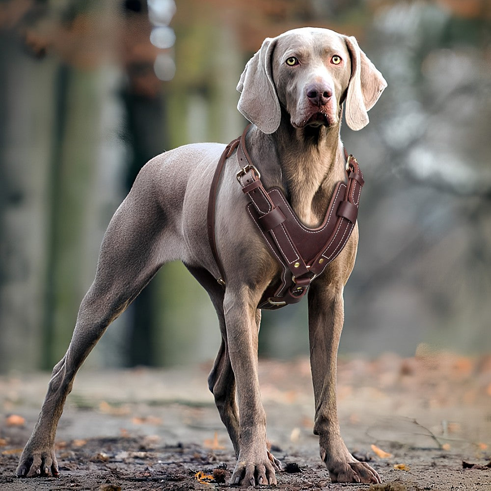 Strong Genuine Leather Dog Harness Adjustable for Large Breeds Pitbull Mastiff