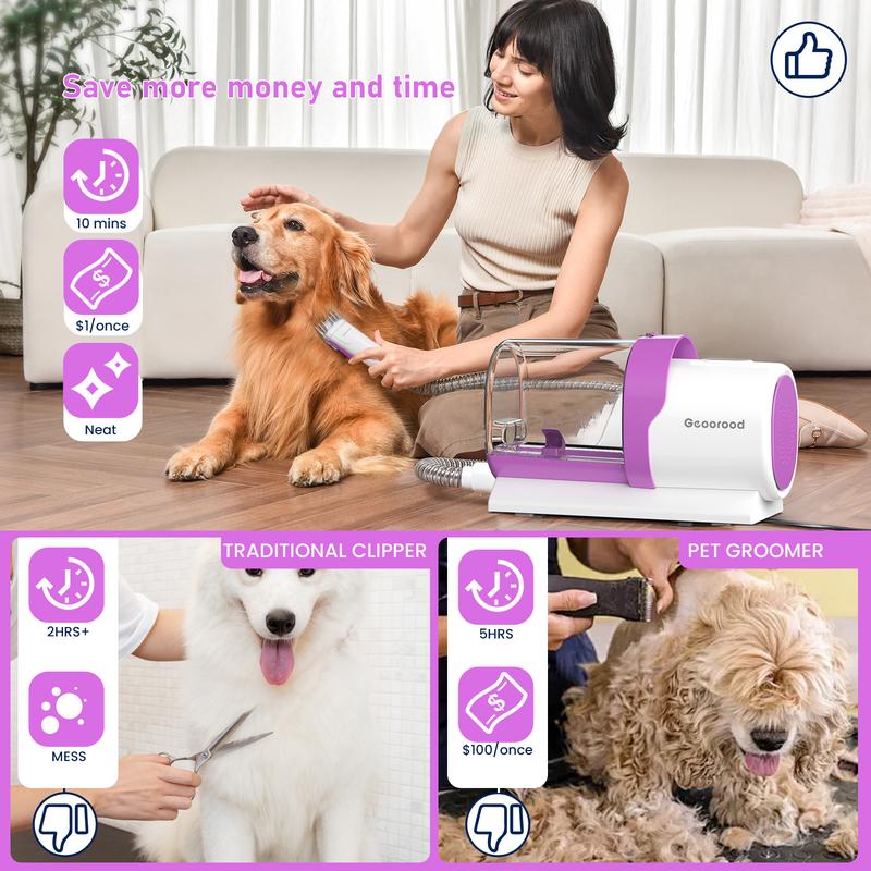 【Geoorood】Dog Grooming Vacuum Kit, Pet Grooming Vacuum with Clipper Nail Grinder, 2.5L Dust Cup Dog deshedding Vacuum Brush with 4-6 Pet Grooming Tools for Shedding Pet Hair, Home Cleaning ##TikTokShopBacktoSchool