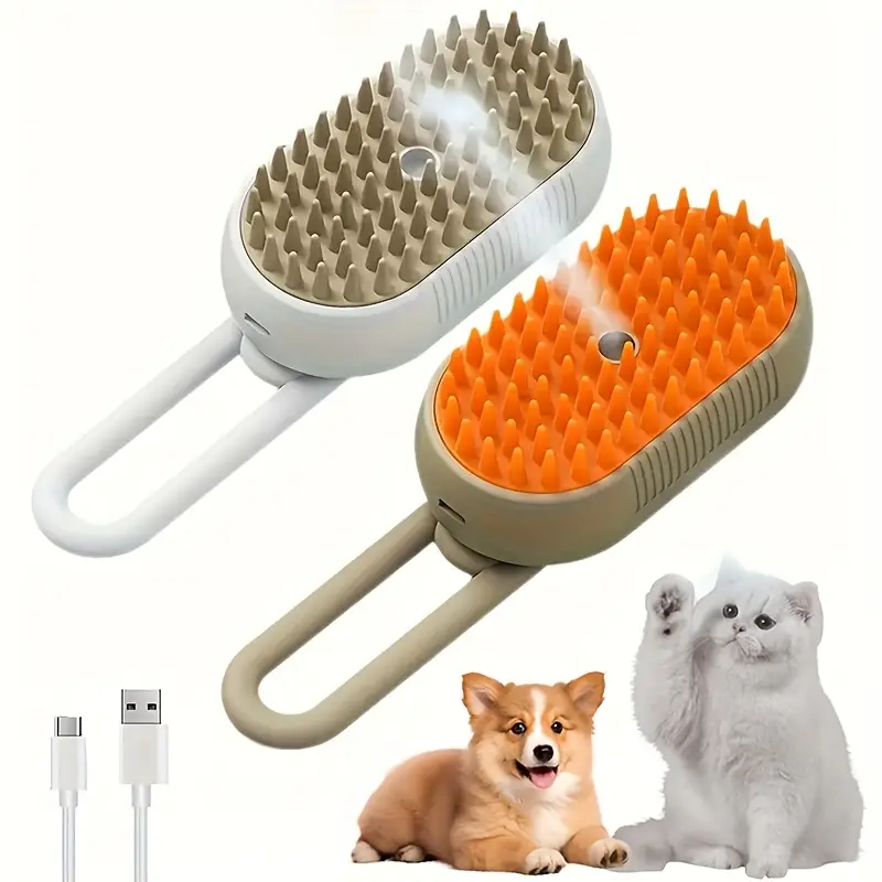 Cat & Dog Steam Brush 3-in-1 | Pet Hair Remover, Cleaner & Massager for All Pets