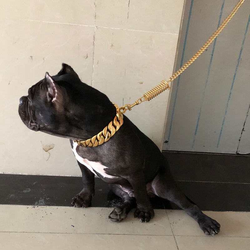32mm Large Dog Pet P Choke Cuban Chain Solid Stainless Steel Pet Training Collar