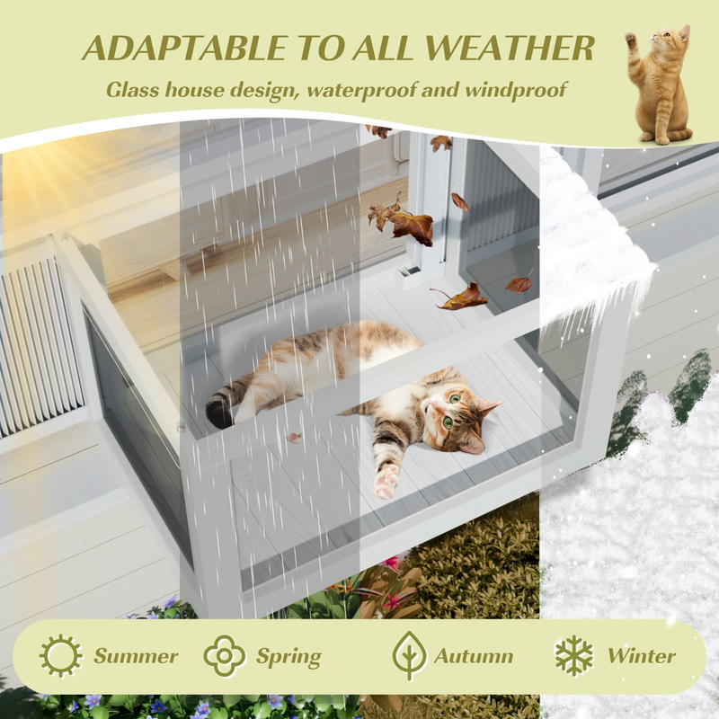 Cat Window Box, Catio Outdoor Cat Enclosure with Bug Proof Wire Mesh