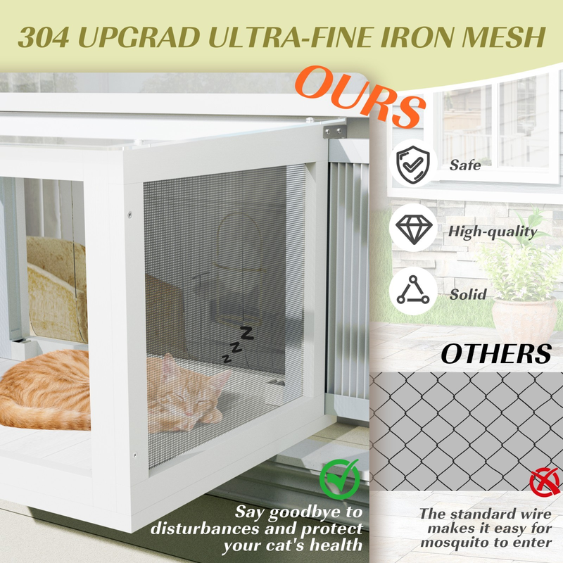 Cat Window Box, Catio Outdoor Cat Enclosure with Bug Proof Wire Mesh