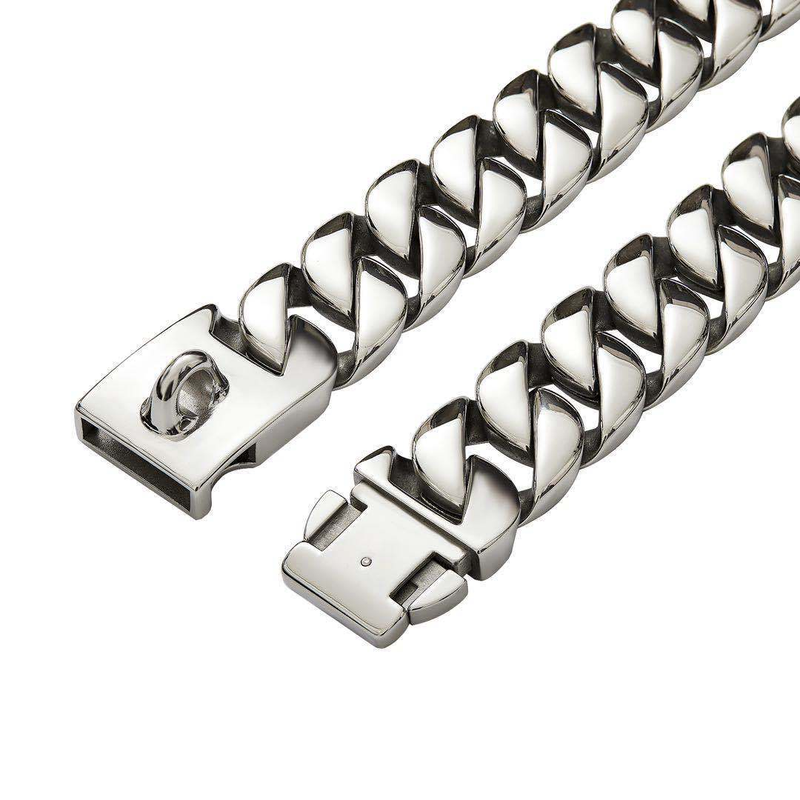 32mm Large Dog Pet P Choke Cuban Chain Solid Stainless Steel Pet Training Collar
