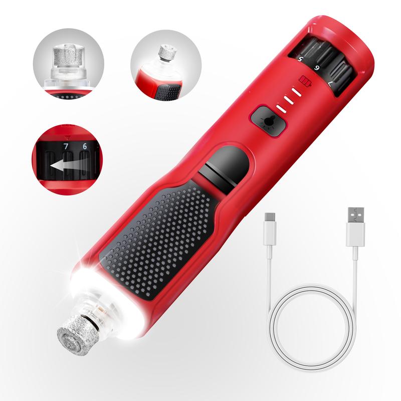 2-in-1 pet nail polisher, dog nail clipper trimmer, ultra quiet electric nail set, rechargeable, suitable for trimming toes and claws of dogs and cats of all sizes