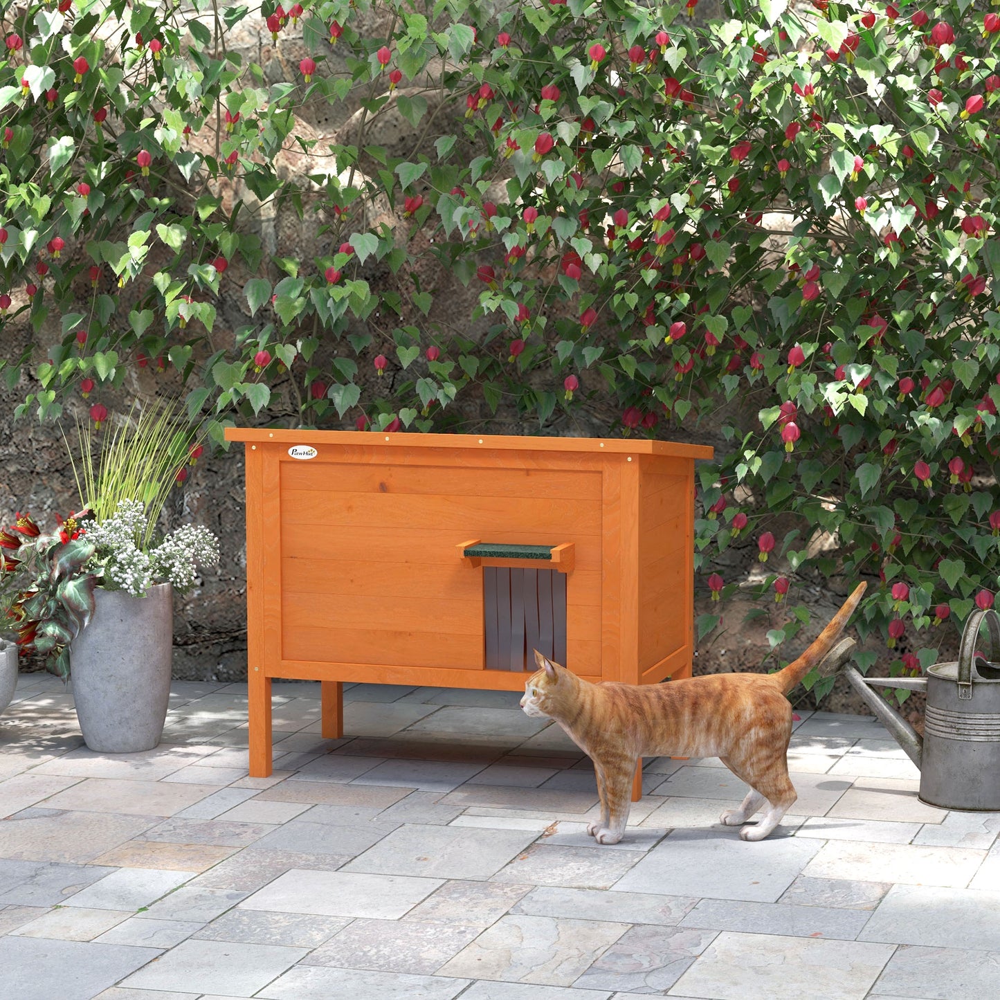 PawHut Outdoor Feral Cat House Insulated w/ Openable Roof