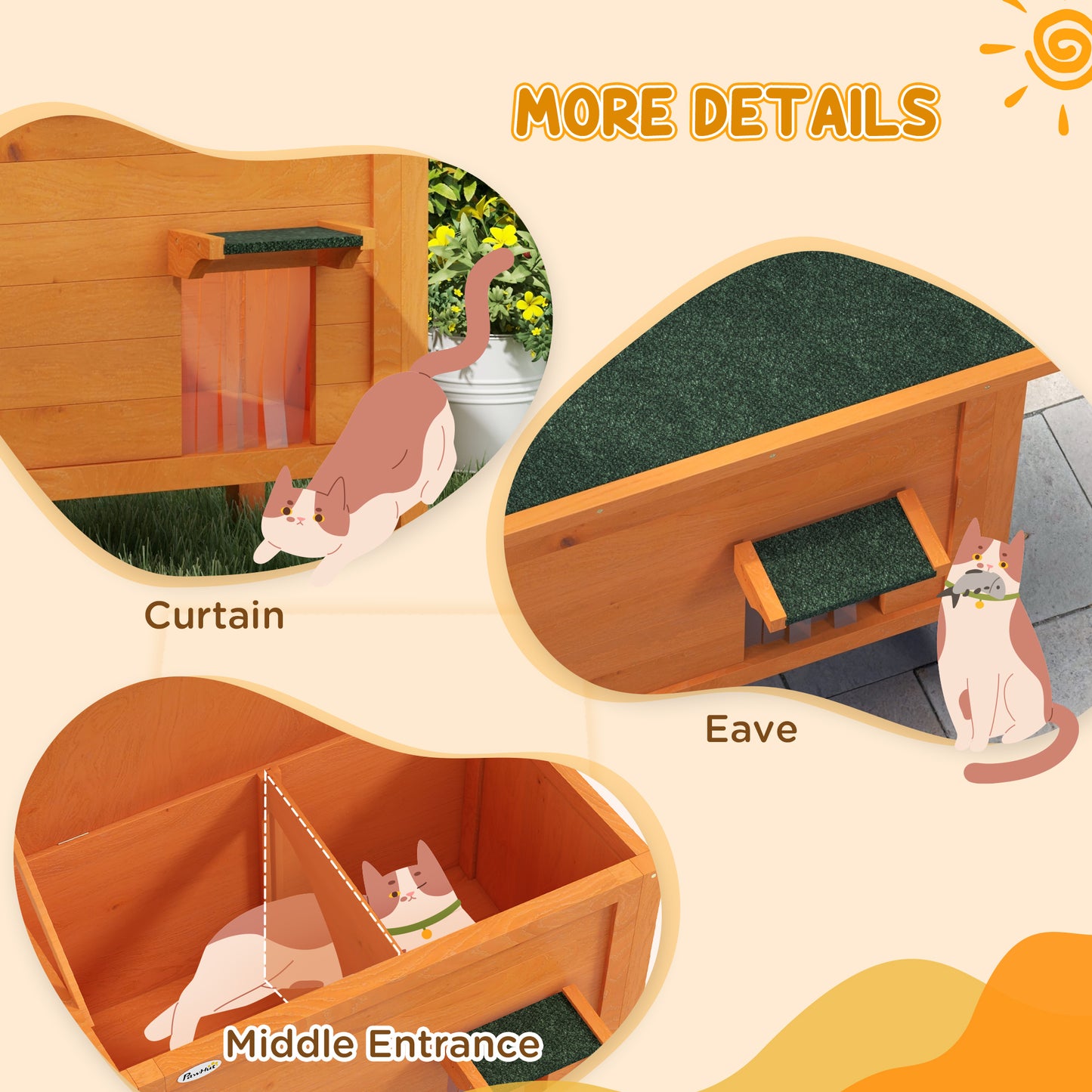 PawHut Outdoor Feral Cat House Insulated w/ Openable Roof