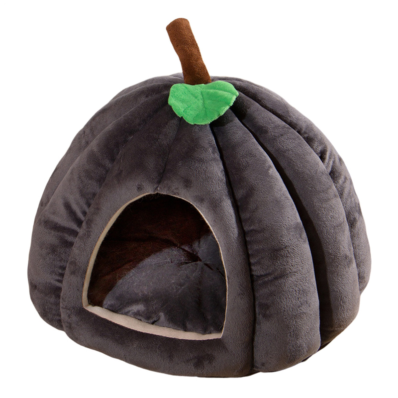 Pumpkin Cat Bed Cute Halloween Cat House Warm Pet Cave Semi-Enclosed Sleeping