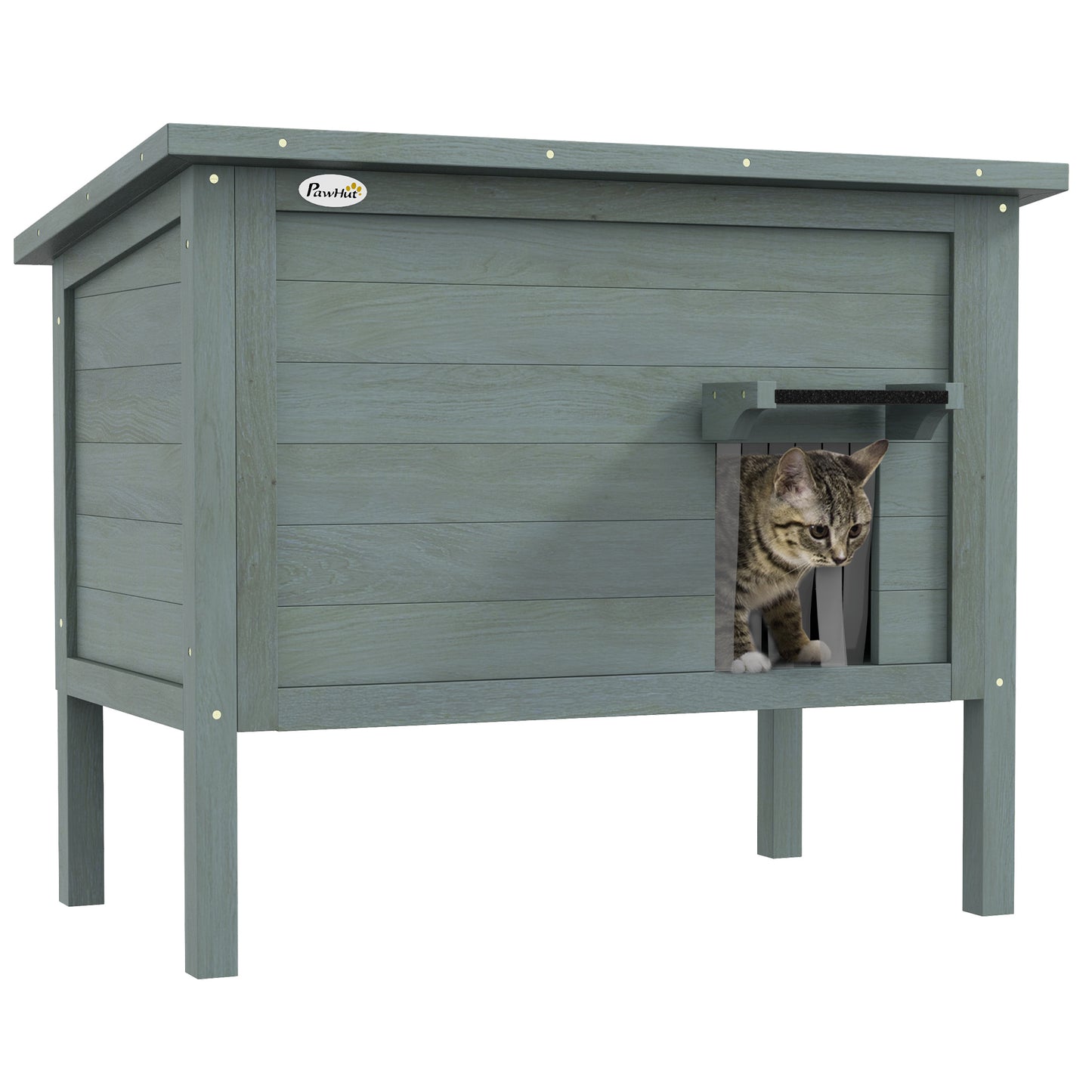 PawHut Outdoor Feral Cat House Insulated w/ Openable Roof