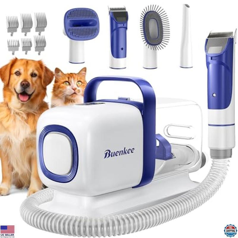 Pet Grooming Kit with Vacuum, Low Noise Clipper & Shedding Brush for Dogs/Cats