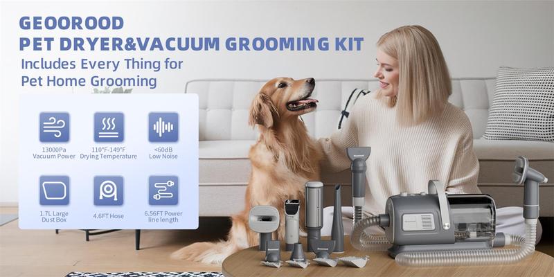 【Geoorood】Dog Grooming Vacuum Kit, Pet Grooming Vacuum with Clipper Nail Grinder, 2.5L Dust Cup Dog deshedding Vacuum Brush with 4-6 Pet Grooming Tools for Shedding Pet Hair, Home Cleaning ##TikTokShopBacktoSchool