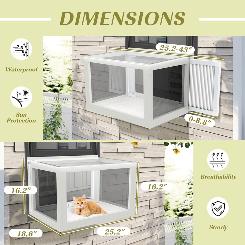 Cat Window Box, Catio Outdoor Cat Enclosure with Bug Proof Wire Mesh