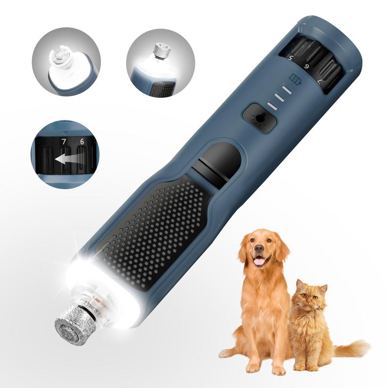 2-in-1 pet nail polisher, dog nail clipper trimmer, ultra quiet electric nail set, rechargeable, suitable for trimming toes and claws of dogs and cats of all sizes