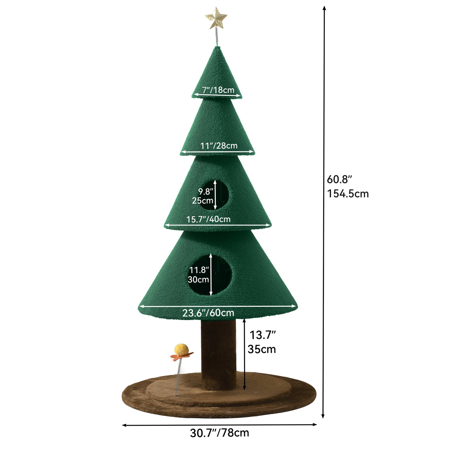 Christmas Cat Tree with Cat House Cat Tower for Indoor Cats with Cat Condos