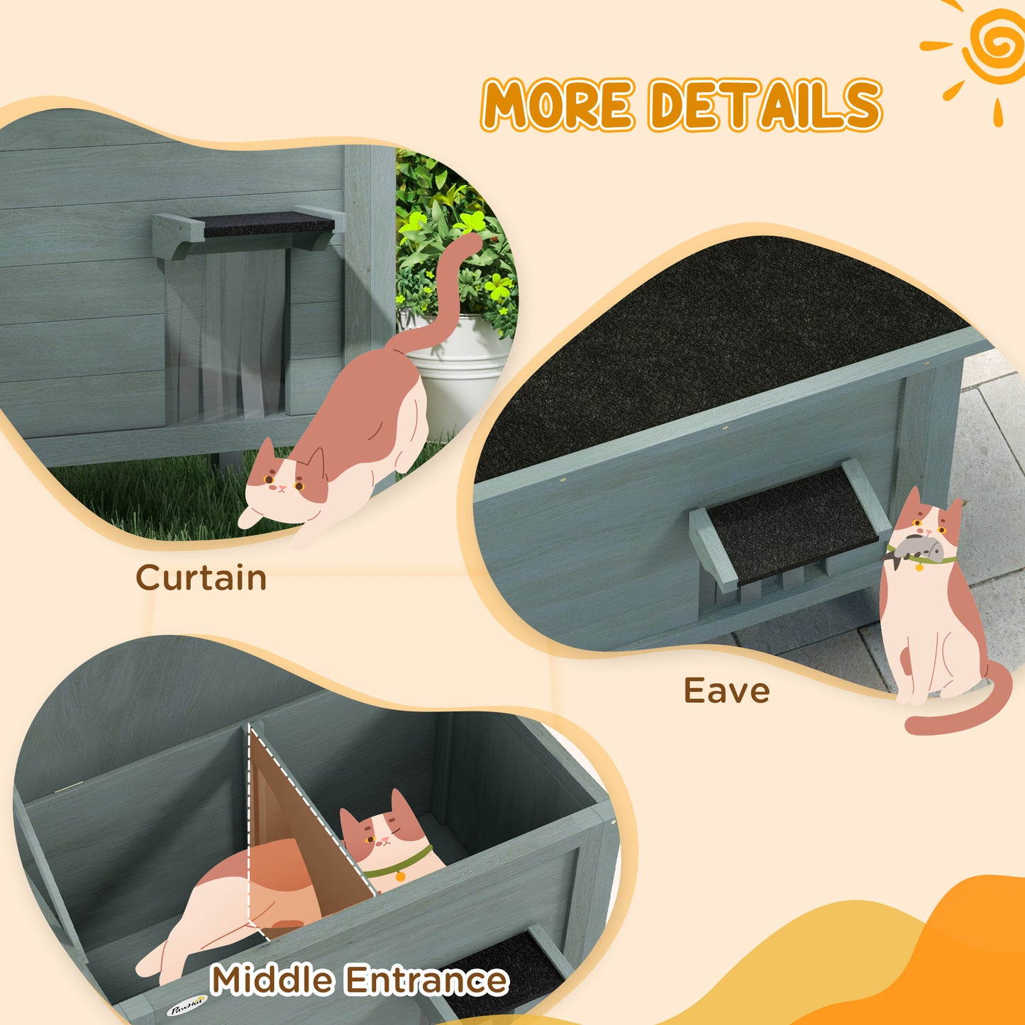 PawHut Outdoor Feral Cat House Insulated w/ Openable Roof