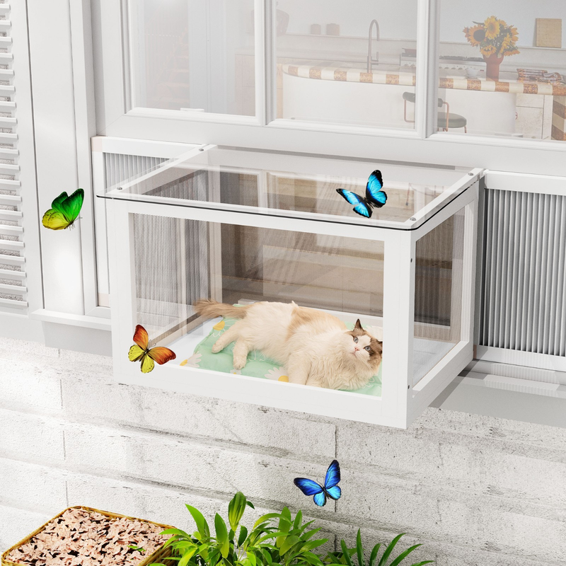 Cat Window Box, Catio Outdoor Cat Enclosure with Bug Proof Wire Mesh