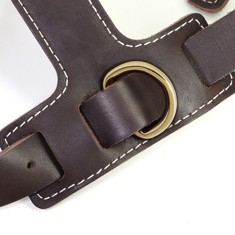 Strong Genuine Leather Dog Harness Adjustable for Large Breeds Pitbull Mastiff