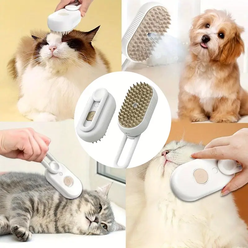 Cat & Dog Steam Brush 3-in-1 | Pet Hair Remover, Cleaner & Massager for All Pets