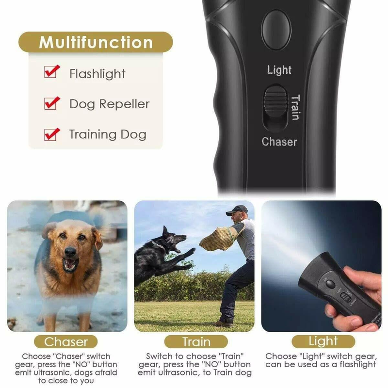Ultrasonic Anti Dog Barking Device Pet Trainer LED Light Gentle Chaser Style LOT