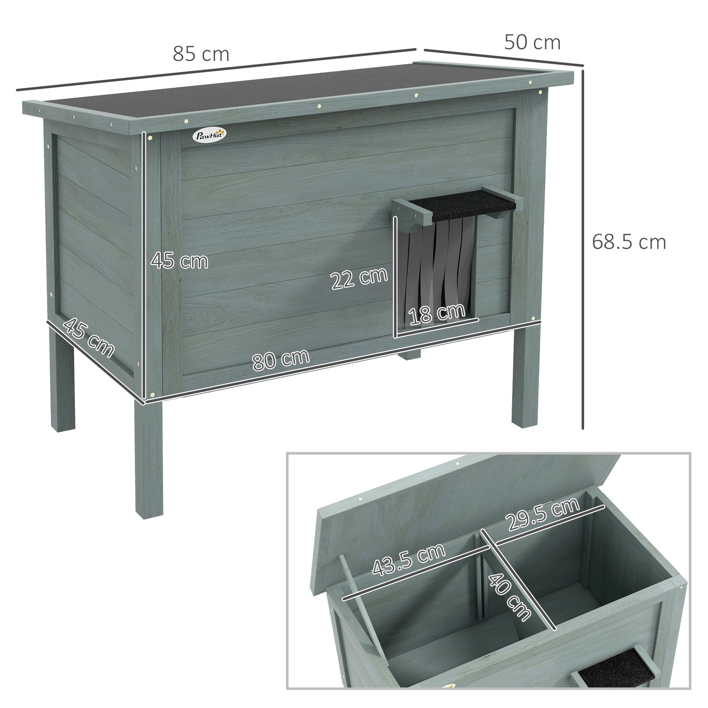 PawHut Outdoor Feral Cat House Insulated w/ Openable Roof
