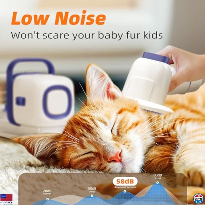 Pet Grooming Kit with Vacuum, Low Noise Clipper & Shedding Brush for Dogs/Cats