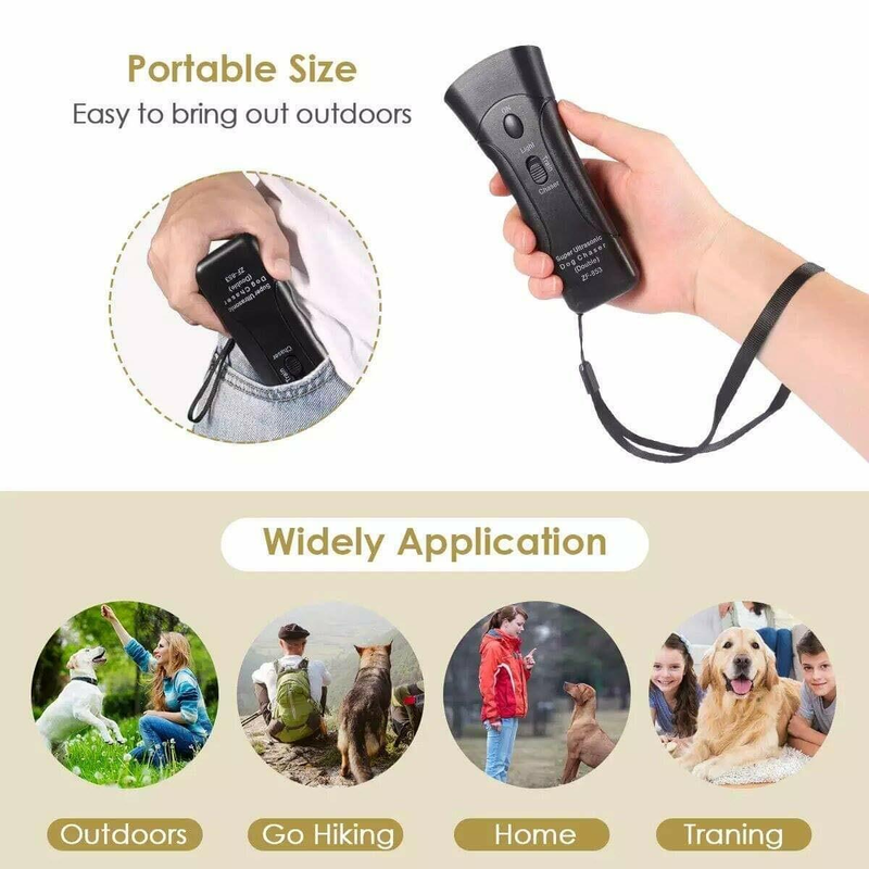 Ultrasonic Anti Dog Barking Device Pet Trainer LED Light Gentle Chaser Style LOT