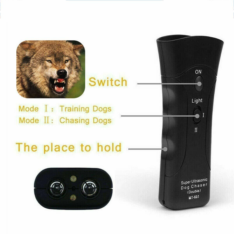 Ultrasonic Anti Dog Barking Device Pet Trainer LED Light Gentle Chaser Style LOT