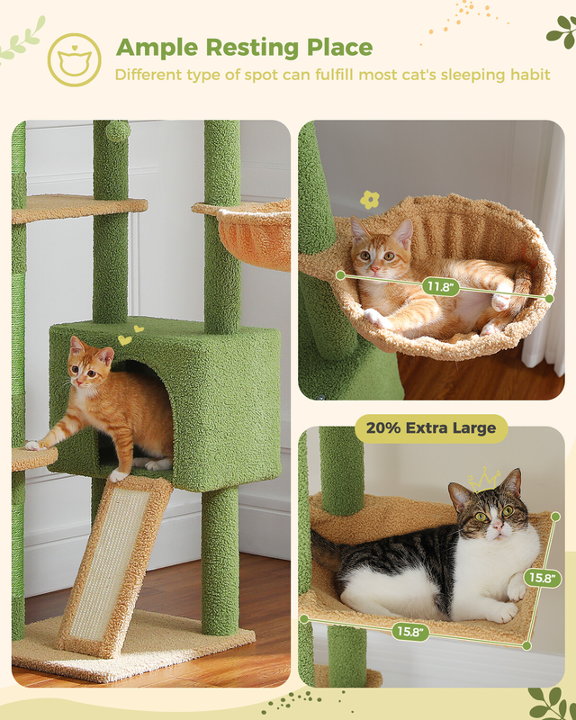 PAWZ Road Cactus Floor to Ceiling Cat Tree Tower Cat Scratching Post Scratcher