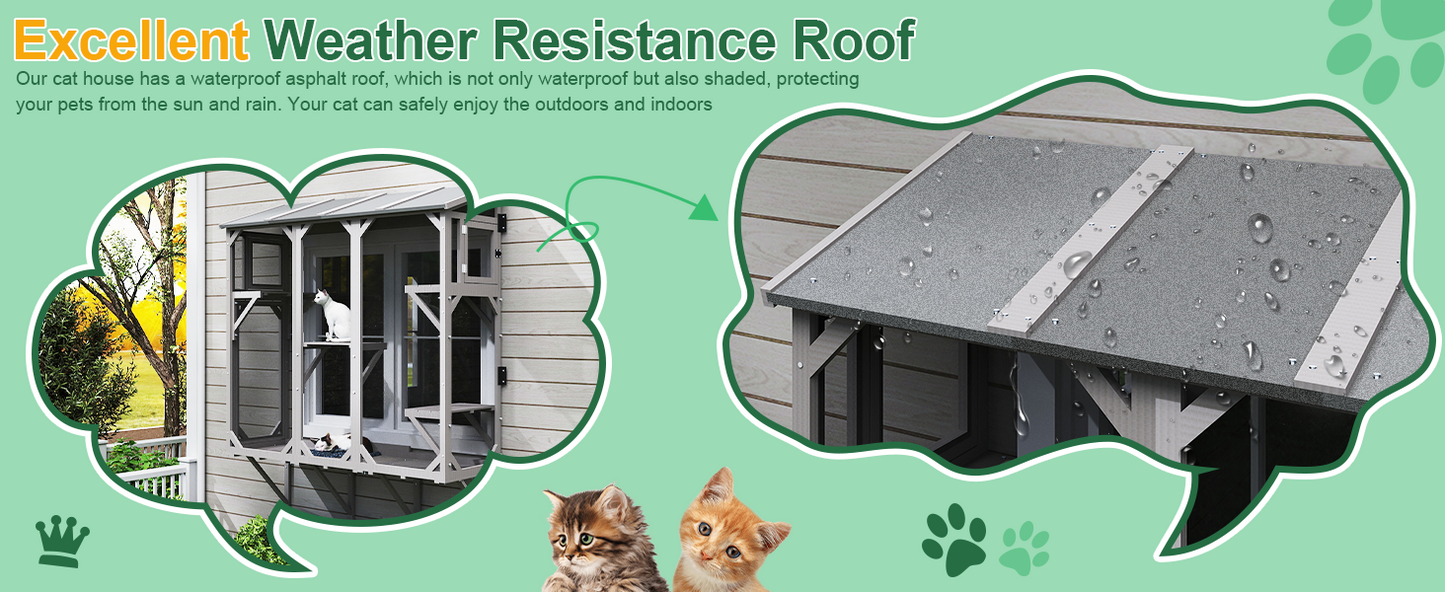 Petscosset Cat Catio Expandable Window Box Enclosure for Multiple Indoor Cats