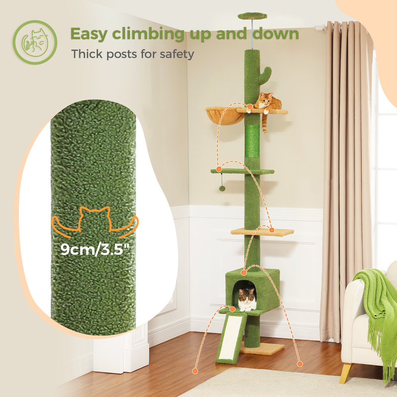 PAWZ Road Cactus Floor to Ceiling Cat Tree Tower Cat Scratching Post Scratcher