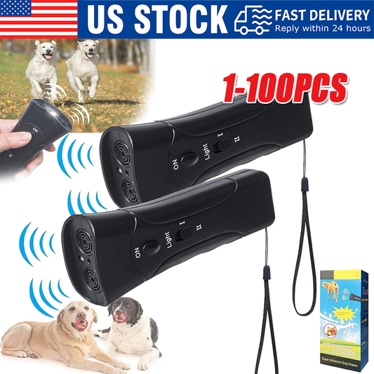Ultrasonic Anti Dog Barking Device Pet Trainer LED Light Gentle Chaser Style LOT