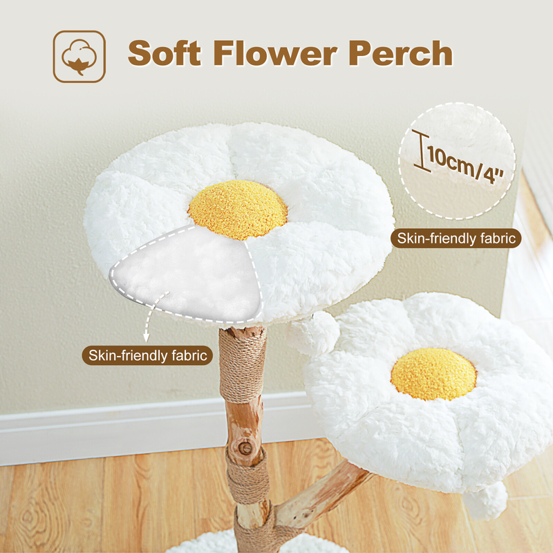 PAWZ Road Wood Flower Cat Tree Scratching Post with Real Branches&2 Perches Toys