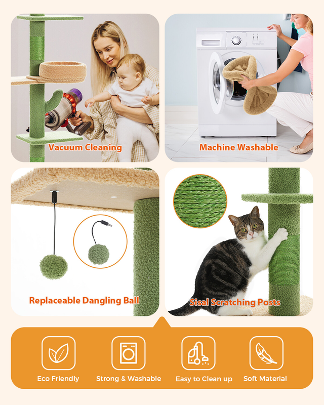 PAWZ Road Cactus Floor to Ceiling Cat Tree Tower Cat Scratching Post Scratcher