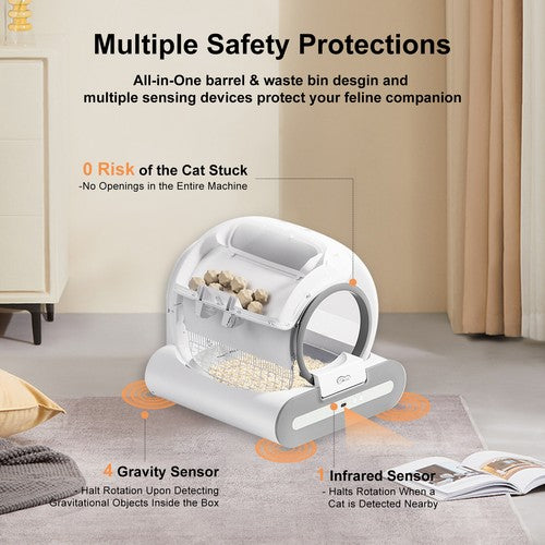 DOEL Self Cleaning Cat Litter Box Automatic  65L APP Control w/ Trash Bags & Mat